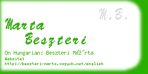 marta beszteri business card